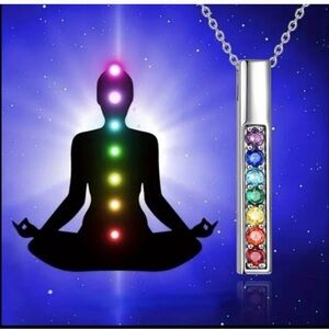 Silver Bar Chakra Stone Necklace